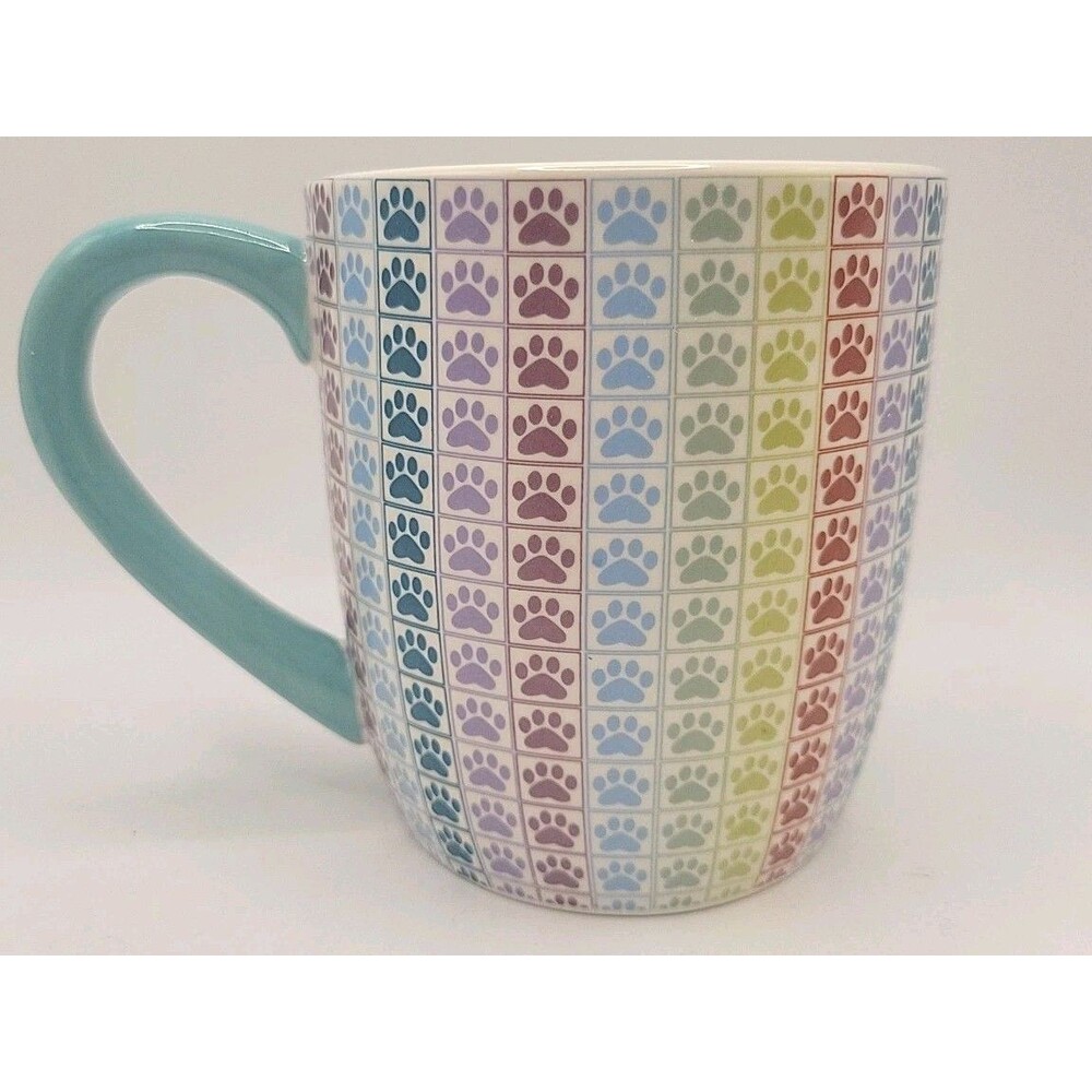 The Animal Rescue Site Colorful Dog/Cat Paws Prints Ceramic Mug